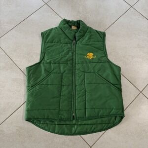 Vintage Notre Dame Fighting Irish Vest Mens XL Green Chalk Line 90s *Stains